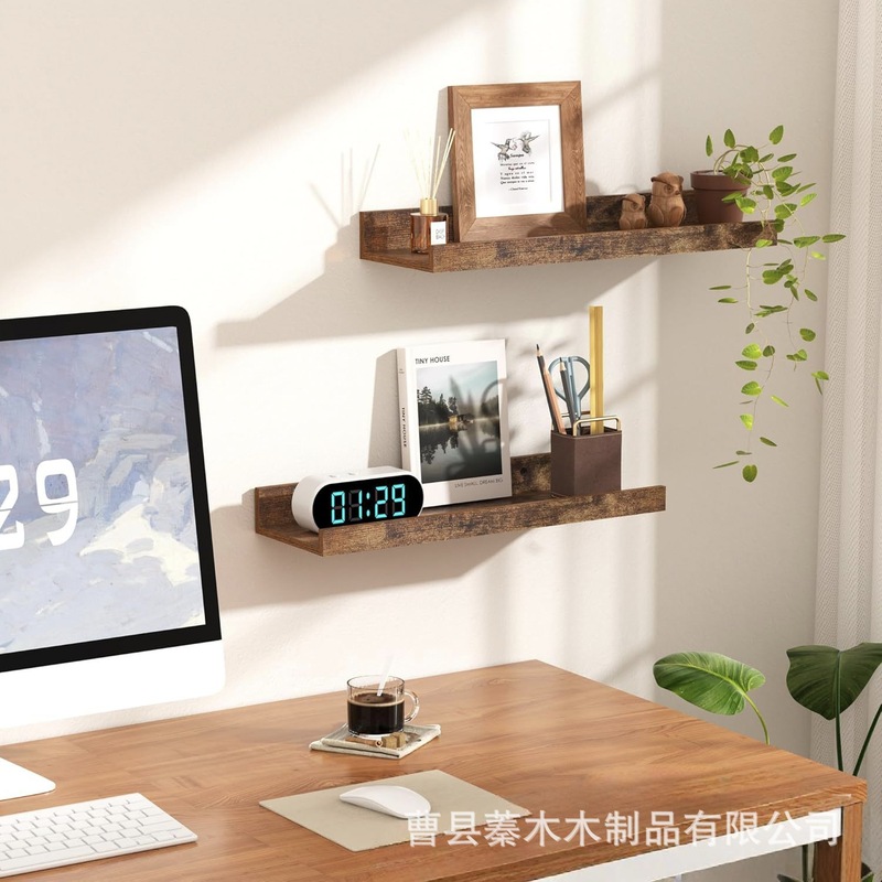 クロスボーダー無垢材壁掛け収納ラックホームキッチンスパイスボトル収納ラック木製バスルームアメニティラック|undefined