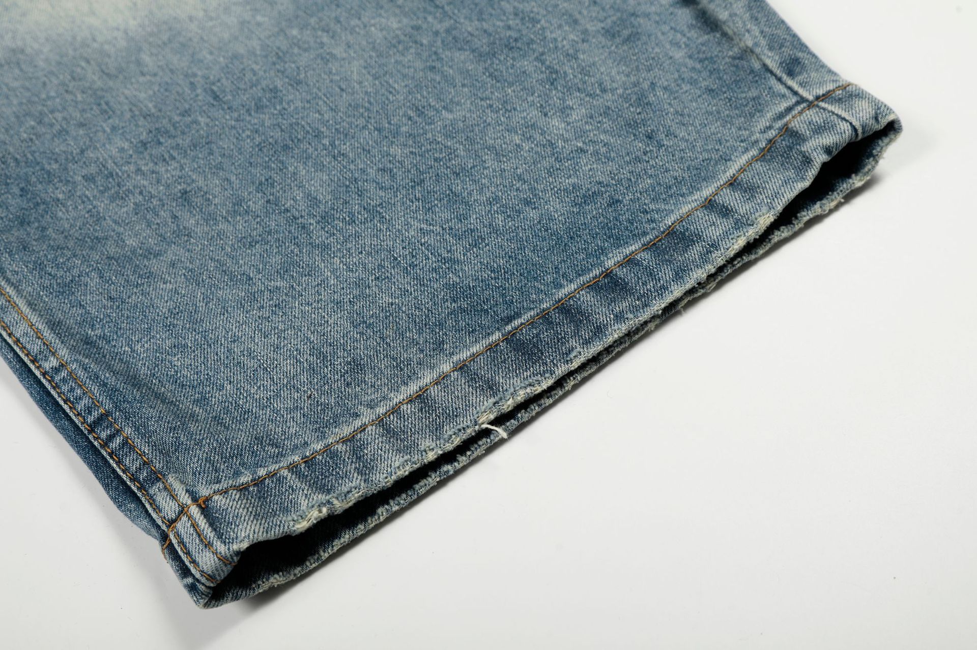 Vintage Distressed Flared Denim Jeans High Street Cotton Blend_voghion.com