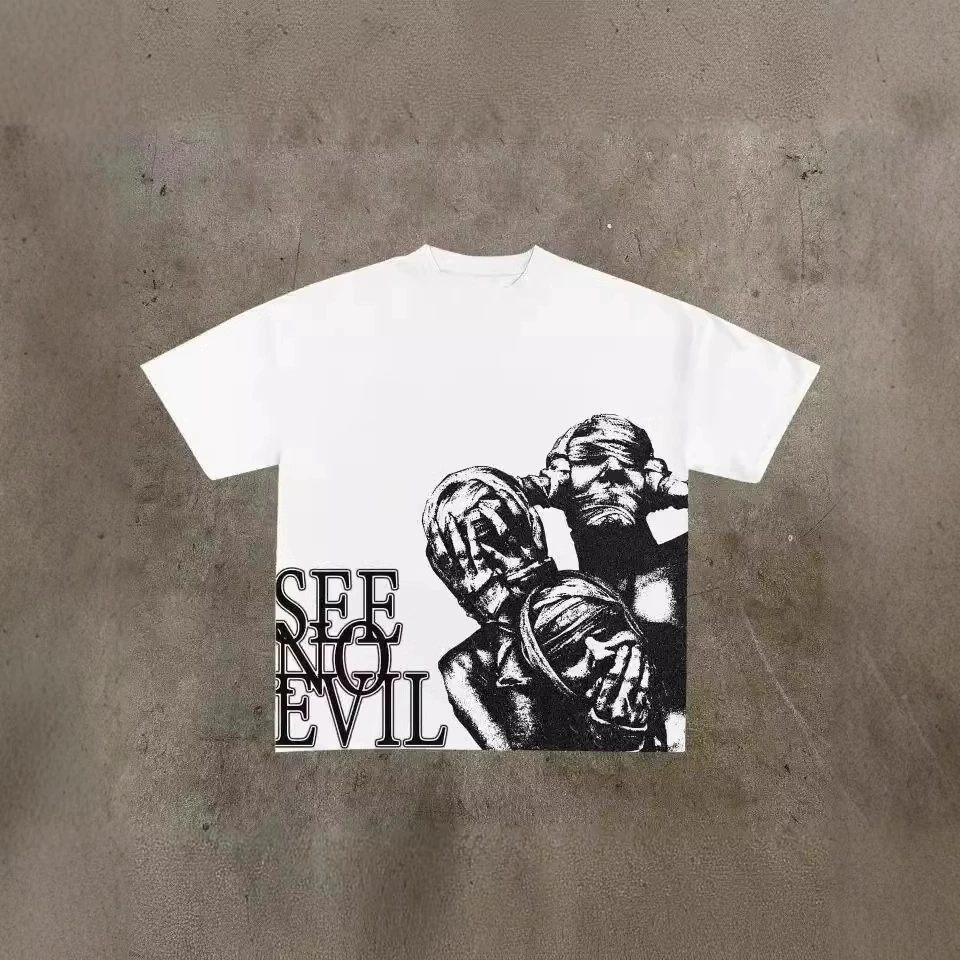 Харадзюку уличный принт большая футболка готика 2024 графическая футболка y2k топ вооруженный готический мужской короткий рукав