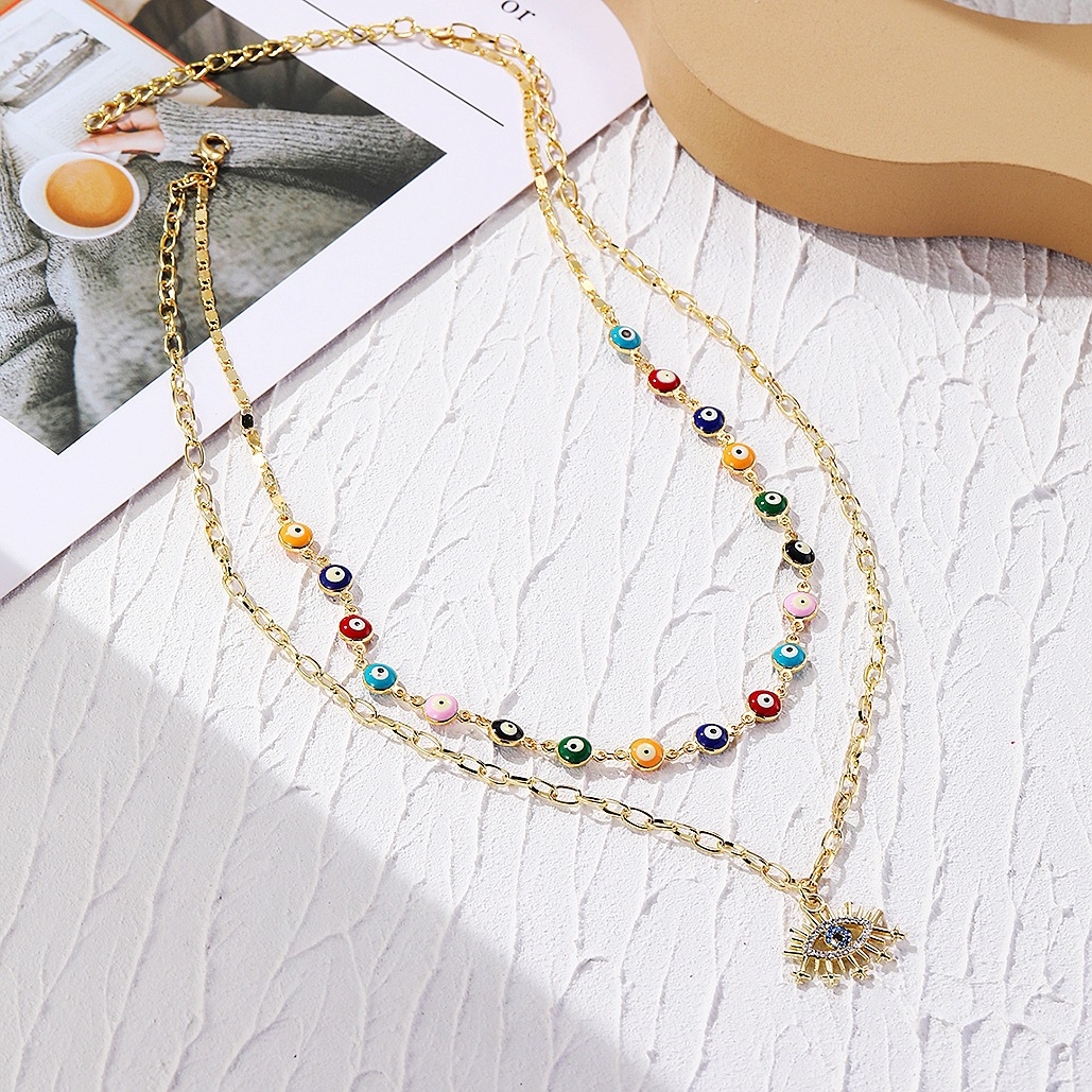 collana con occhio di diavolo di alta qualità, nuova collana multistrato con ciondolo in lega con occhio esagerato_voghion.com