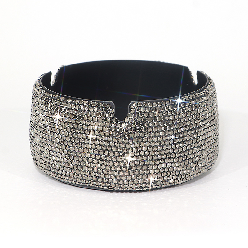 새로운 창조적 인 풀 다이아몬드 블랙 재떨이 스테인레스 스틸 대용량 안티 플라이 애쉬 홈 거실 티 테이블 바 사무실