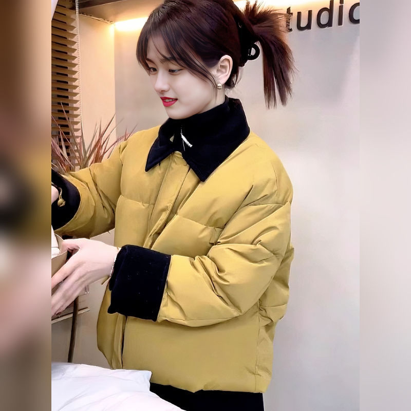 设计感撞色拼接轻薄棉服女装2025年冬季新款休闲时尚短款棉衣外套|undefined