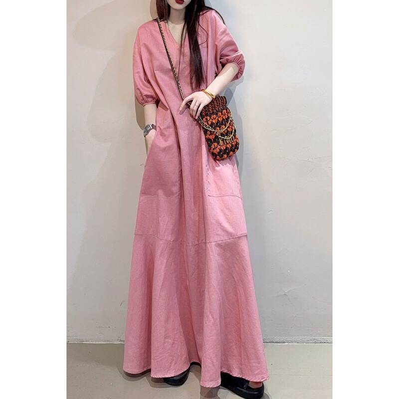 Long Dress for Tall Individuals, Simple Loose Fit, Plus Size, Casual Versatile Long Dress, New Summer 2026 Fashion Long Dress for Tall Individuals, Simple Loose Fit, Plus Size, Casual Versatile Long Dress, New Summer 2026 Fashion