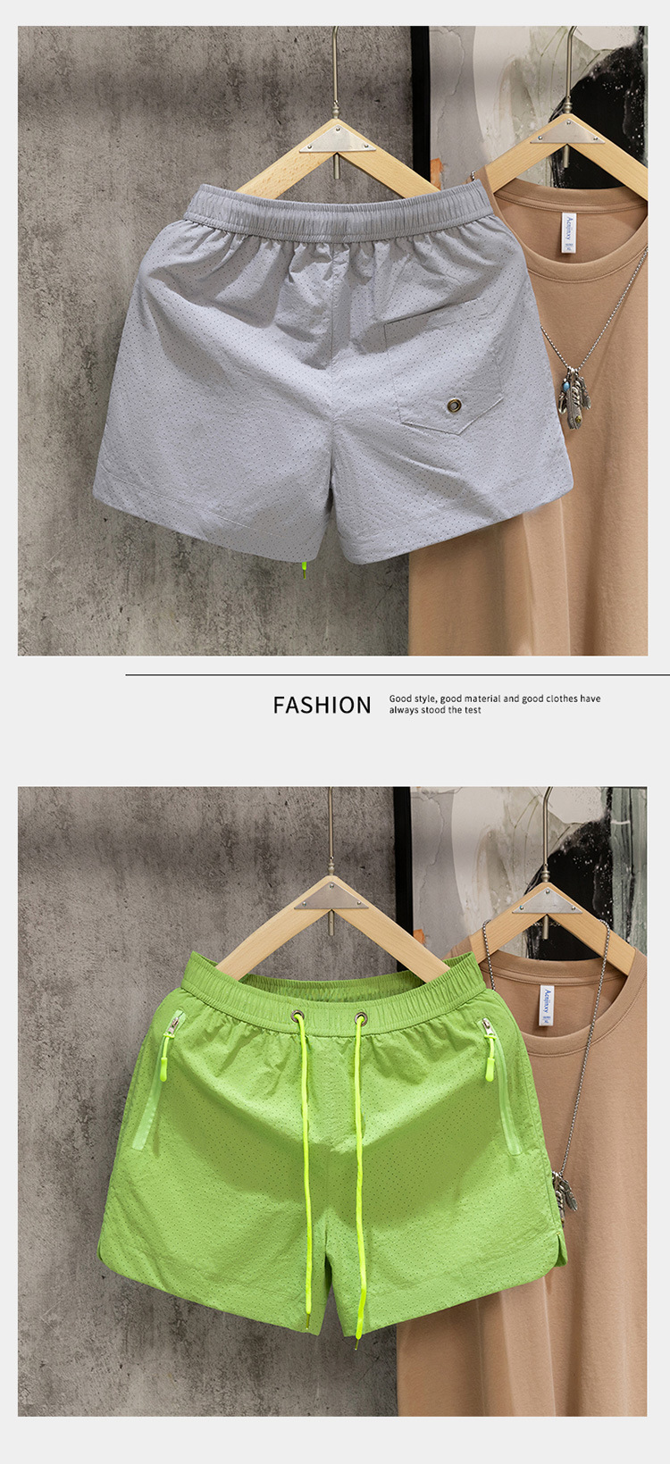 Men's Style Casual Shorts Summer Trendy Mesh Three Quarter Pants Loose Fit Versatile Home Wear Outdoor Beach Wear_viptrois.com