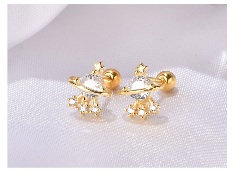 Fashion Planet Sterling Silver Plating Zircon Ear Studs 1 Pair