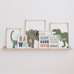 Cartoon Dinosaur Tyrannosaurus Rex Kidsren's Kindergarten Toy Room Bedroom Canvas Decorative Painting Core Hanging Painting Frameless Poster