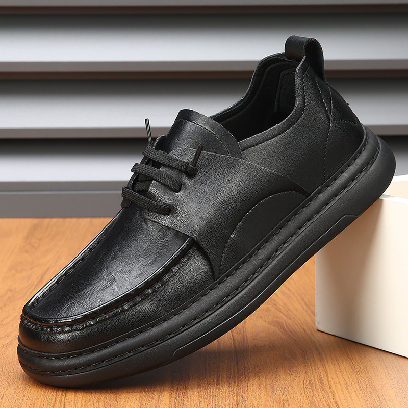 9137 lace-up black single-layer shoes