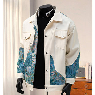 2025 spring new Chinese style plant flower embroidery jacket men's national tide American coat a generation of hair