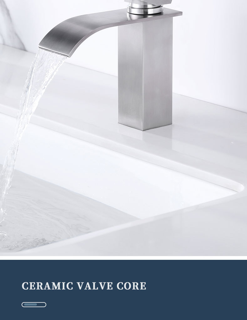 European-style brushed gold 304 stainless steel washbasin, hot and cold bathroom ceramic basin, single-hole countertop basin, waterfall faucet undefined