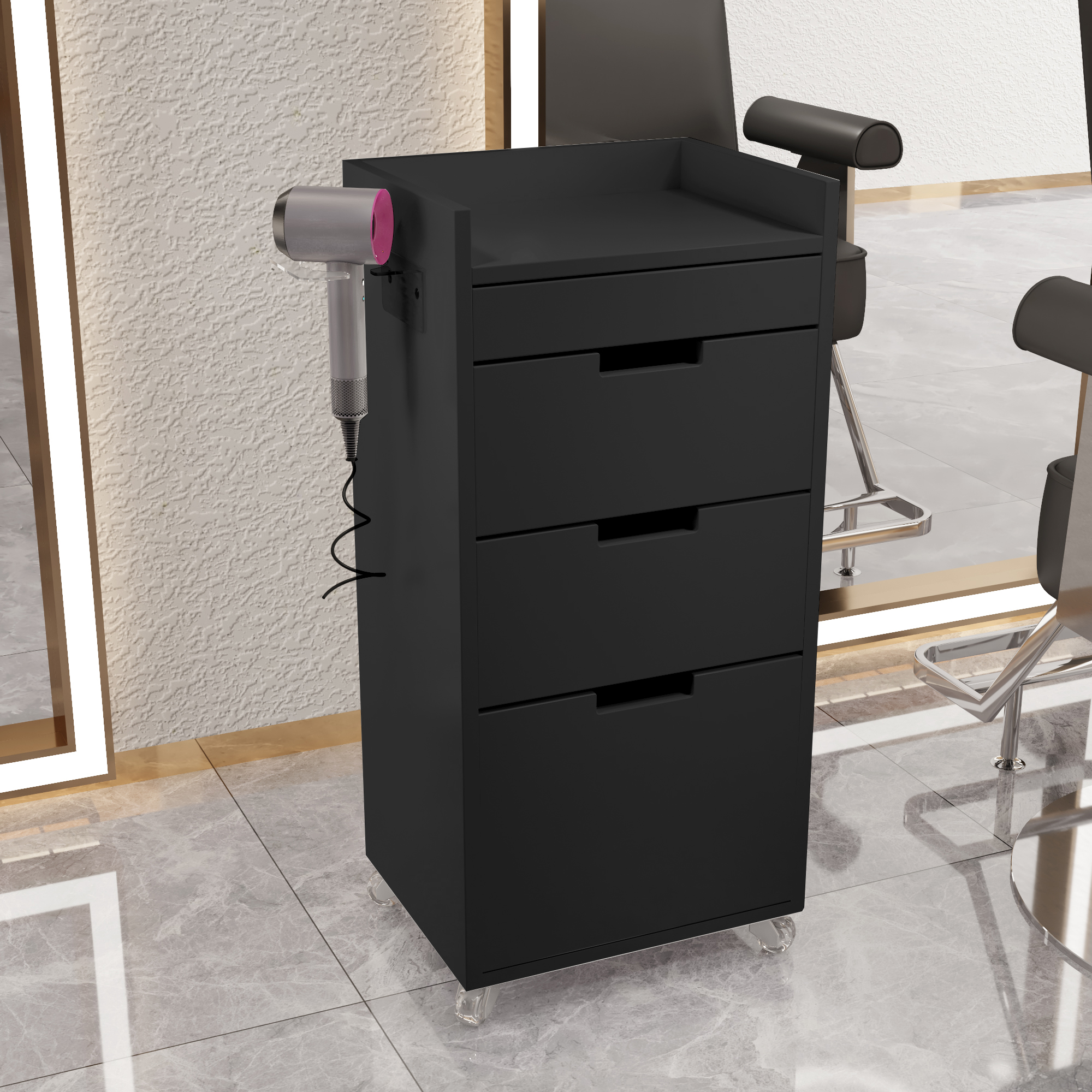 Nuevo gabinete de herramientas de peluquería de alta calidad gabinete de salón de peluquería carro móvil sin instalación móvil gabinete de herramientas de almacenamiento de madera sólida