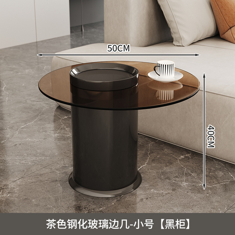 [강화유리] 티글라스 블랙 캐비닛 사이드 테이블 50CM