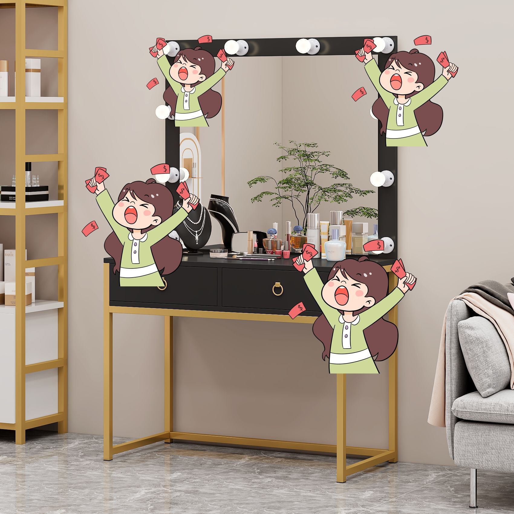 Maquillaje de boda tienda de maquillaje profesional salón de belleza mesa de maquillaje especial red estudio rojo mesa de maquillaje con lámpara