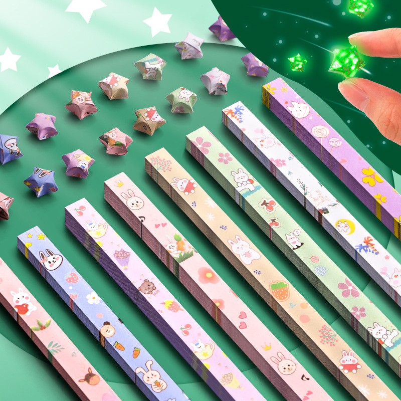 Estrella luminosa papel plegable gradiente de dibujos animados hermosa estrella de la suerte estrella de cinco puntas nota hecha a mano plegable pequeña estrella especial