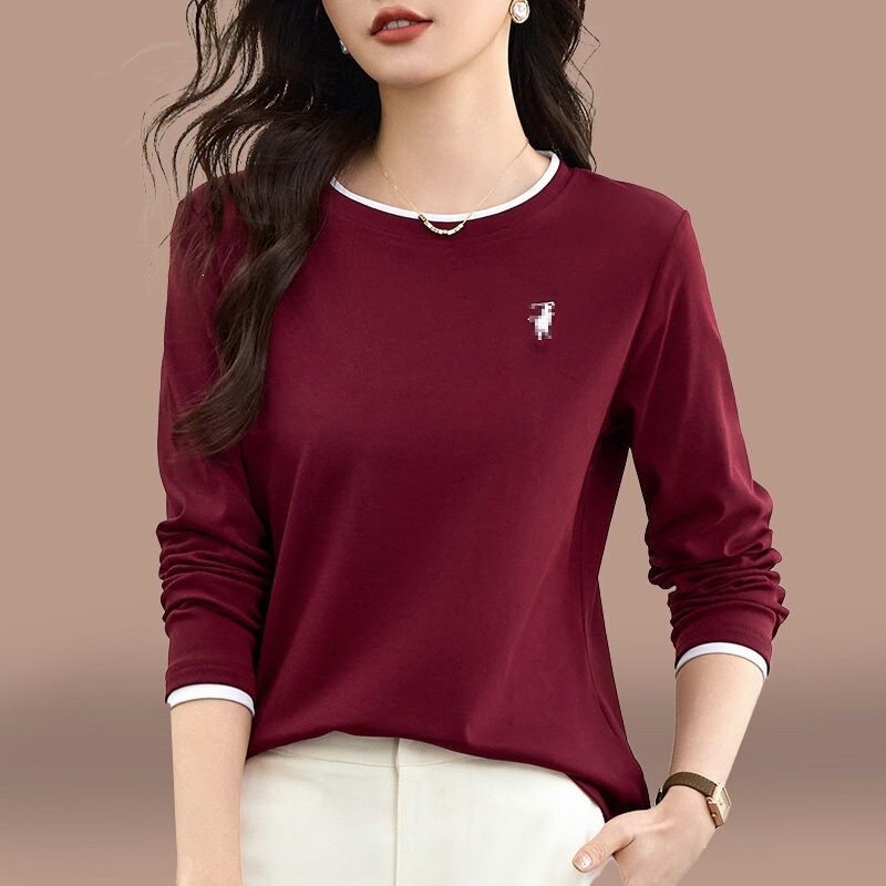 Spring and Autumn Long-Sleeve T-Shirt for Women, 2026 New Stylish Women's Fashion Hot-Selling Slim-Fit Top with Regular Shoulders Spring and Autumn Long-Sleeve T-Shirt for Women, 2026 New Stylish Women's Fashion Hot-Selling Slim-Fit Top with Regular Shoulders