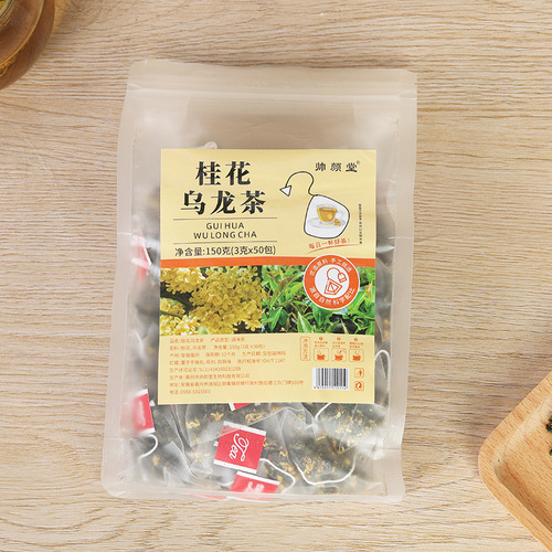 Shu Yan Tang Osmanthus Oolong Tea Triangle Stereo Tea Bag Flavoring Tea 150g Osmanthus 50 Packaging per Order
