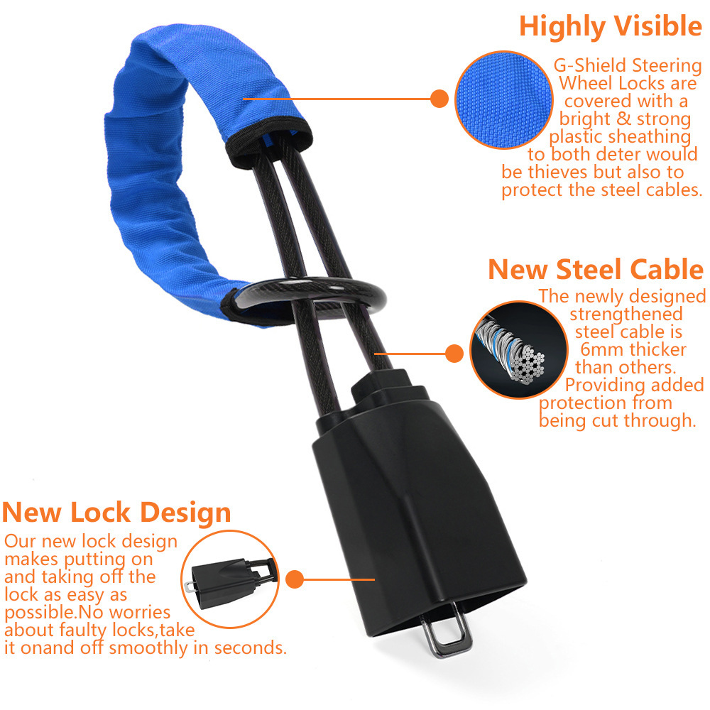 Car Steering Wheel Lock, Anti-Theft Lock, Safety Buckle Lock, Steel Cable Lock, Car Steering Wheel Lock, Retractable Rope Lock