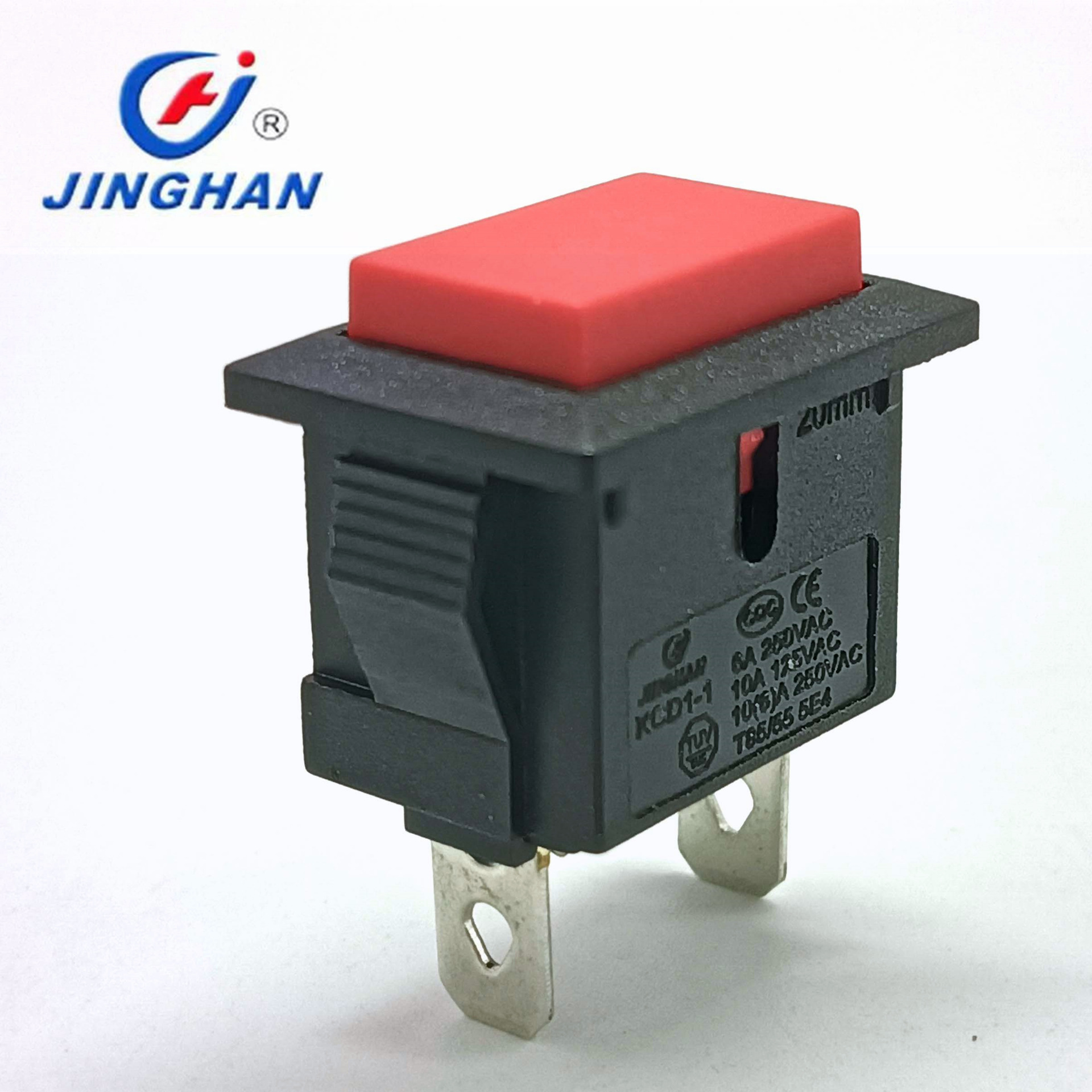 晶瀚 JINGHAN 方形复位按钮开关 无锁单双弹簧点动开关  KCD1-102