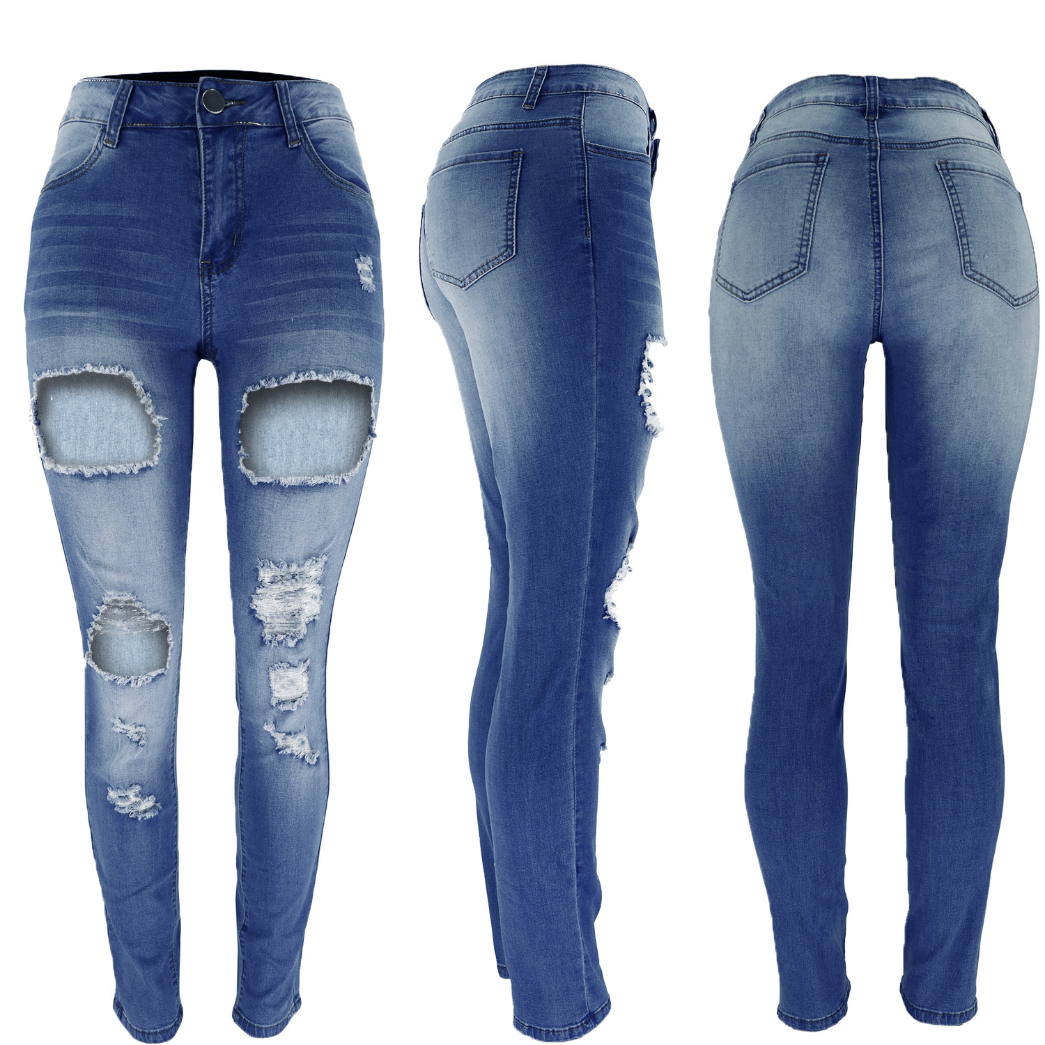 High Waisted Women's Jeans Torn Denim Trousers Spring Fashion_voghion.com