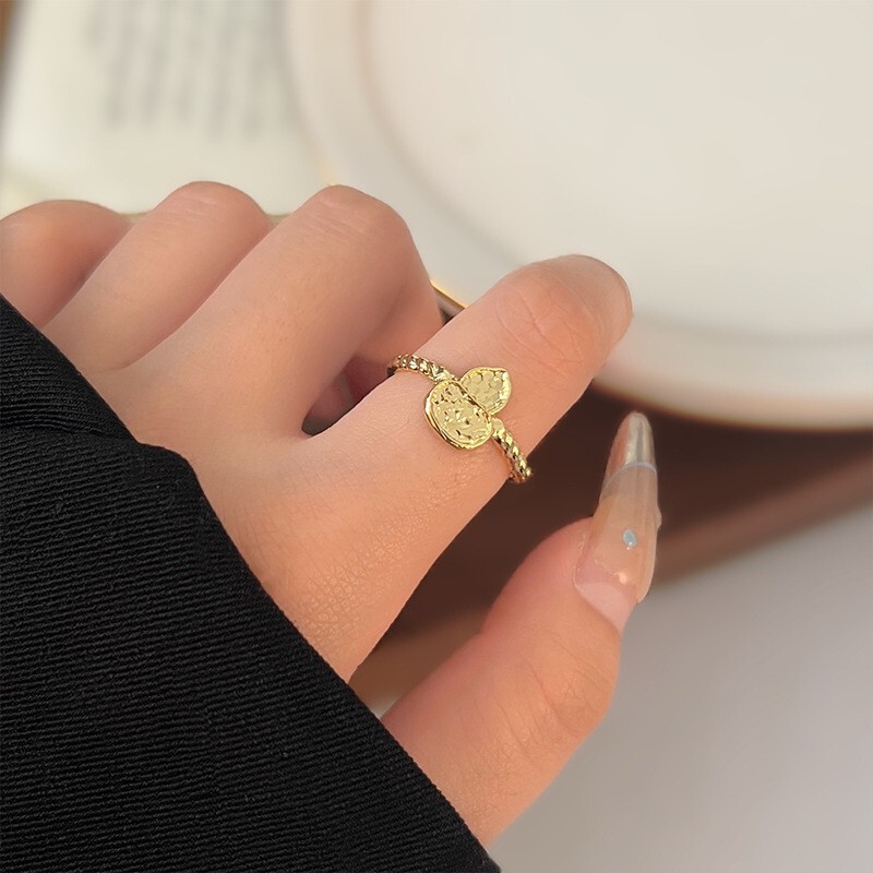 抖音同款沙金开口可调节戒指女新中式复古轻奢经典时尚戒指批发|undefined