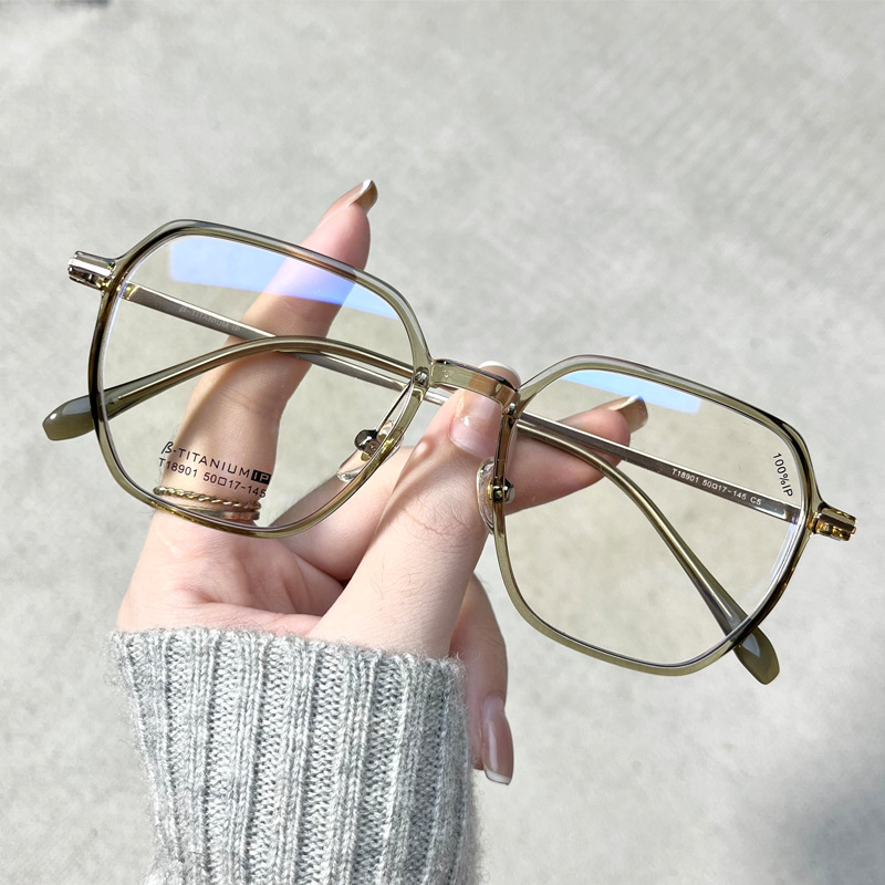 安科超輕茶色眼鏡框女可配度數素顏神器多邊形眼鏡架韓版潮18901