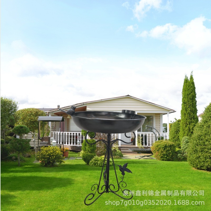 跨境birdbath金属铁艺鸟浴盆喂鸟器户外花园林庭院草坪装饰品摆件|undefined