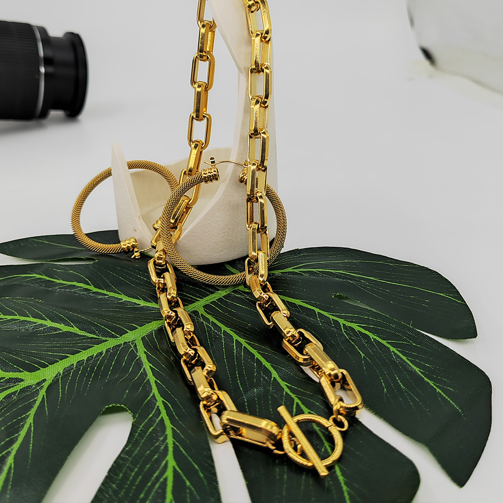 30g Weight PVD Coated Gold Plating Process PVD Coated 18K Gold Real Gold Plated Solid Color 304 Stainless Steel Classic Style Waterproof Non Tarnish 304 Stainless Steel Bracelets Necklace
