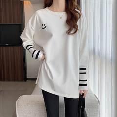 秋冬の新型の徳絨毛の保温の長袖のtシャツの女性の中で長いタイプの笑顔の底のシャツの上着は代行して外国貿易を卸売りします。