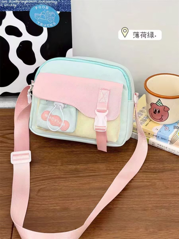 可爱撞色斜挎包包女ins风韩版洋气单肩女包大容量甜美学生小方包|undefined