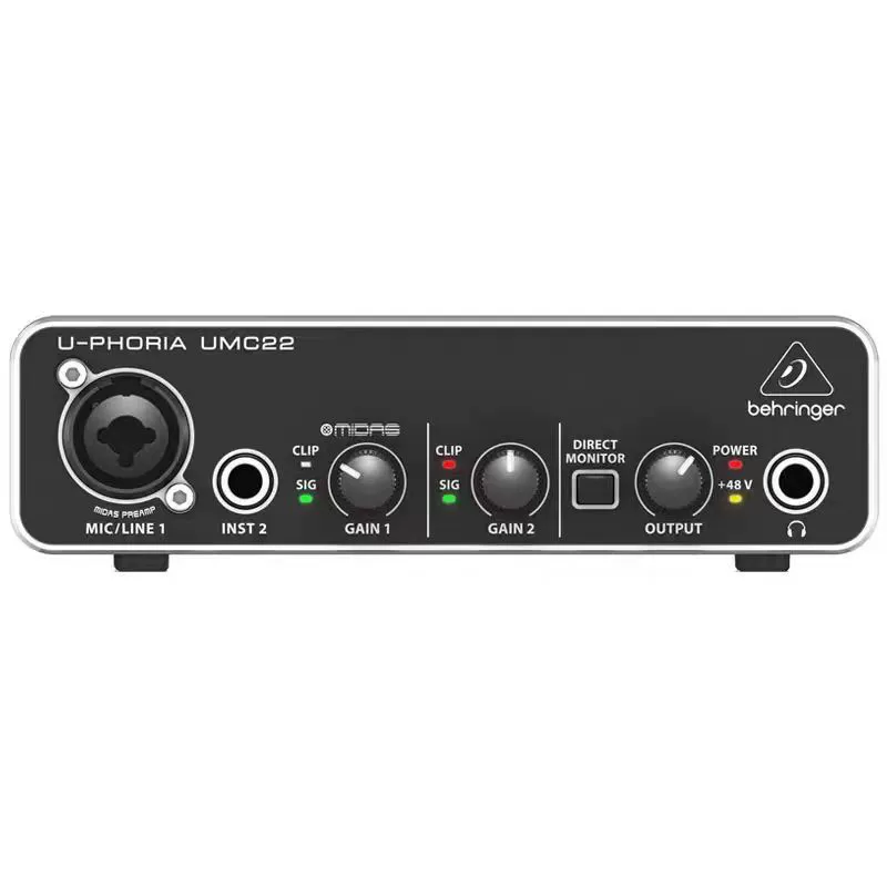 Звуковая карта BEHRINGER/Ballingda UMC22 профессиональная, для записи на ПК, предназначена для стриминга, вокала и караоке
