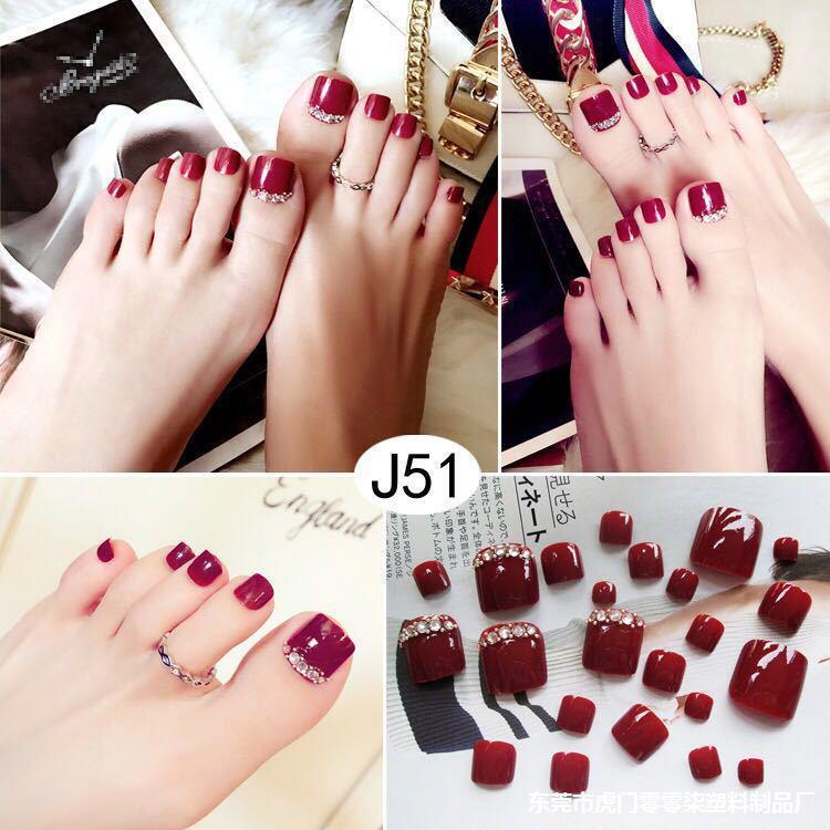 Wearable Toenails, Fake Nail Patches, Removable Manicure, Fully Attached, Strong and Waterproof, 24 Pieces of Finished Nail Art Patches