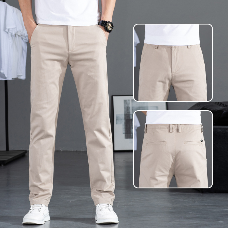 Men's cotton elastic summer thin fitted universal trend trousers