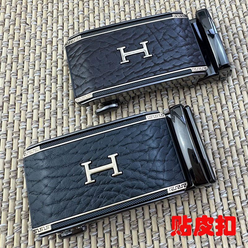 男士自动扣皮带头合金贴皮扣头野牛纹字母H/Z豹头腰带扣头时尚款