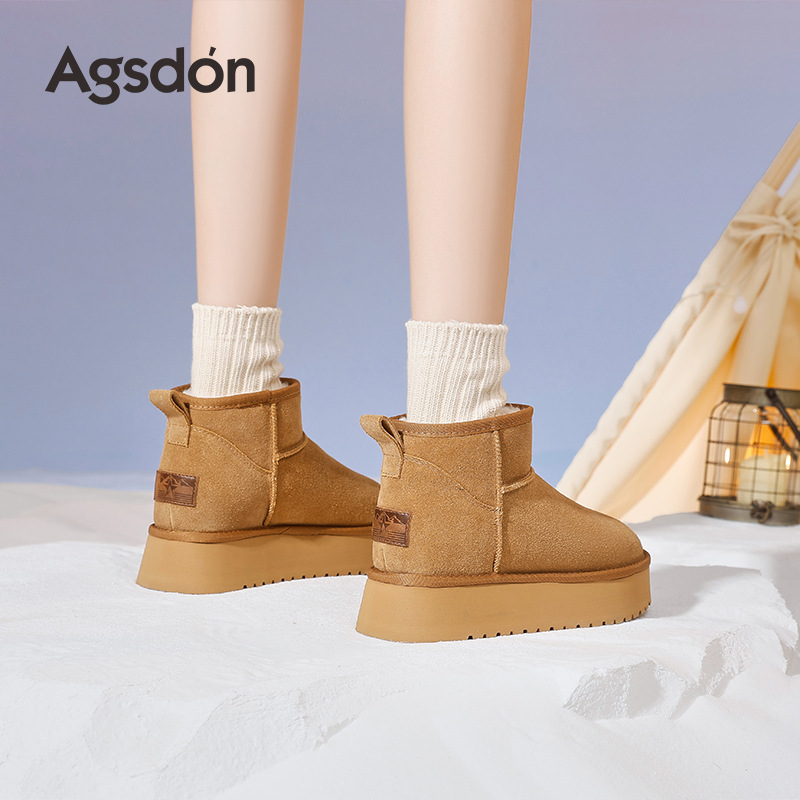 Botas de nieve de fondo grueso para mujeres 2025 nuevos zapatos de algodón de invierno gruesos de peluche botas cortas