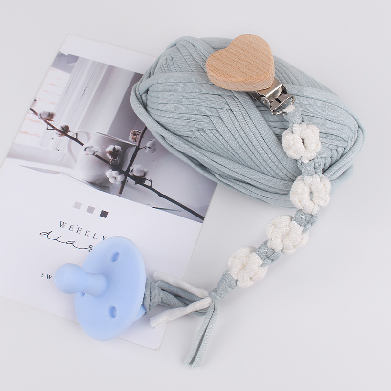 Nuevos productos para bebés, tela de algodón, cadena de chupete, pequeña margarita tejida a mano, chupete para bebés, cadena anti-caída