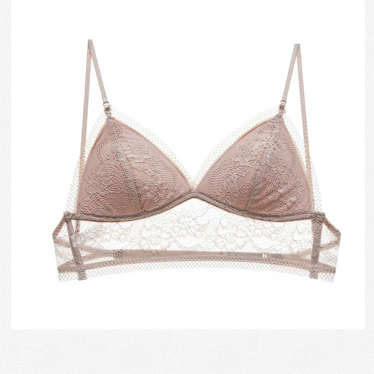 Thin lace wireless bra, supporting sexy underwear, custom-made, french style, backless