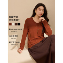 【百搭舒适显瘦正肩T恤】纤莉秀大码女装简约休闲上衣胖mm秋新款