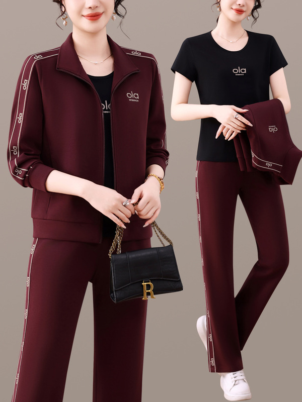 中老年跑步运动套装女2025年春秋洋气大码女休闲衣服妈妈气质外套|undefined