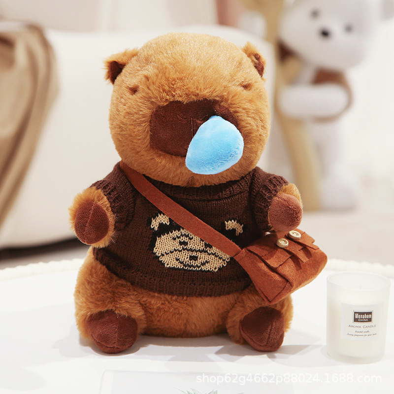 커피 곰 머리 스웨터 다크 브라운 가방