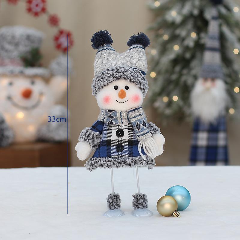 クリスマスクリスマスの新しい国境を越えた青い布芸雪だるま人形クリスマスアイテムのデスクトップ装飾品|undefined