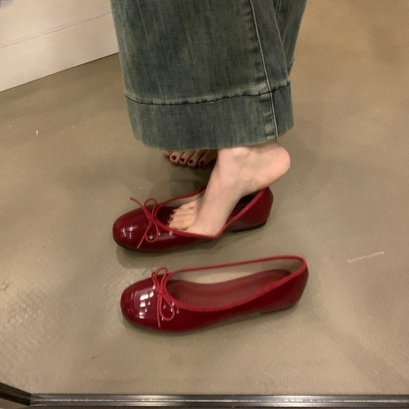 蝴蝶结仙女浅口单鞋女春秋新款法式复古温柔小众晚风平底豆豆鞋子|undefined