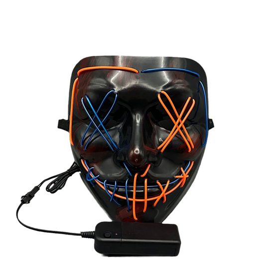 Cyberpunk Glow V Face Mask Cold Light Glow Mask Double Color Halloween Carnival Party Glow Mask