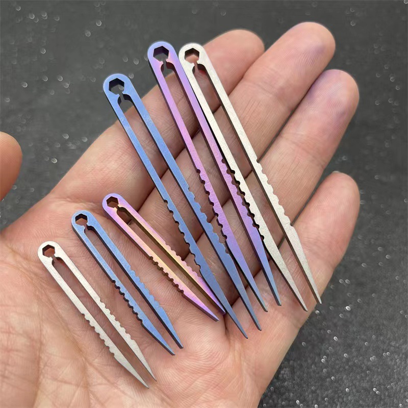 TC4 Titan-Stahl-Pinzette Multifunktional mit Schnappverschluss Korkenzieher CNC-gefräste Clips EDC Outdoor-Werkzeug – Detail 39