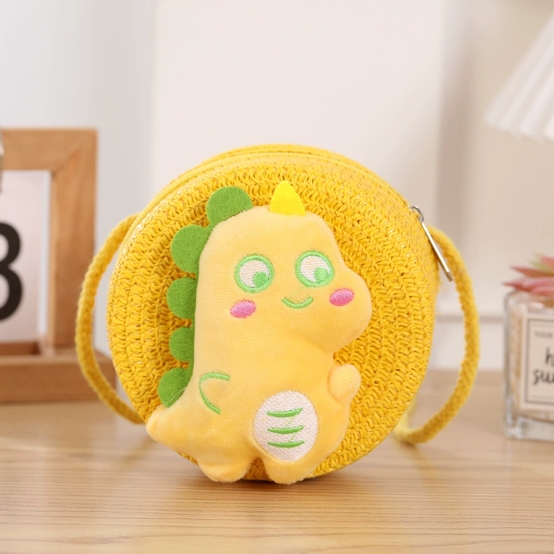 Small shoulder bag, wallet, cartoon small bag, card holder, cute straw dinosaur, wholesale