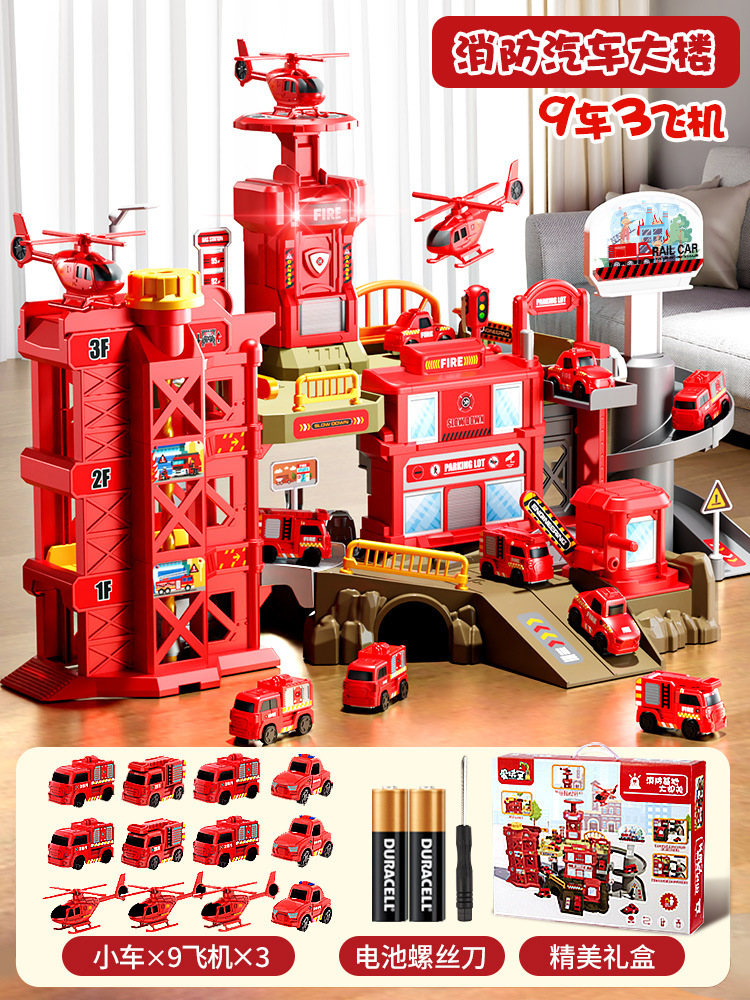 Juguetes de tren de fuego bloque deslizante coche de ingeniería infantil gran aventura juguetes de rompecabezas niños de 3 - 5 años