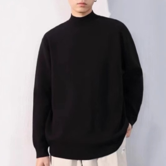 Suéter de cuello de media altura, ropa de invierno para hombres, camiseta de punto, camiseta de punto casual para hombres
