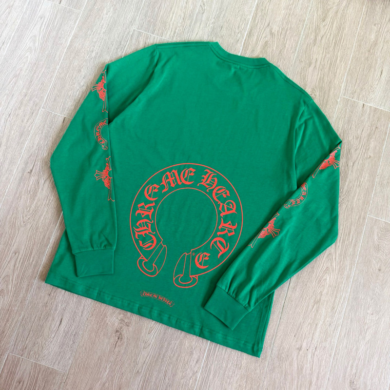 【In-Stock Authentic Version】High-Quality Ch Chrome Orange Large Horseshoe Print Unisex Long-Sleeve Shirt 【In-Stock Authentic Version】High-Quality Ch Chrome Orange Large Horseshoe Print Unisex Long-Sleeve Shirt