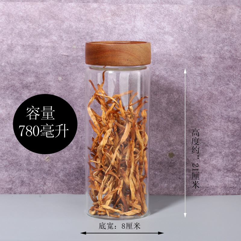Frasco de almacenamiento para cocina, frasco transparente para almacenamiento de aperitivos, frasco para café en grano, té, frasco sellado de vidrio con tapa de madera de acacia