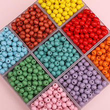 8mm实色喷漆木珠圆珠手工diy手串项链饰品挂件散珠串珠配件材料