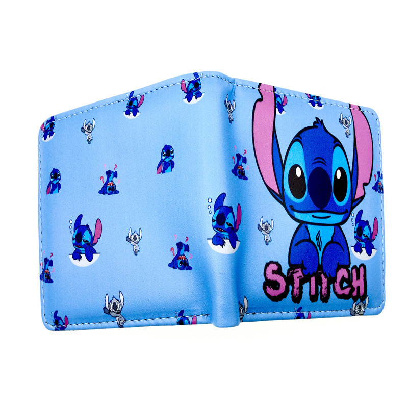 De dibujos animados lindo puntada corto cartera anime azul orejas largas puntada estrella bebé pu Cartera de cuero