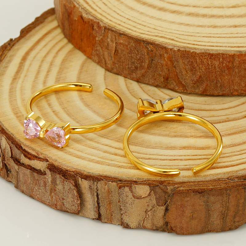 Estilo europeo y americano INS Acero inoxidable circón arco anillo moda femenina todo partido oro abierto Ajustable anillo femenino